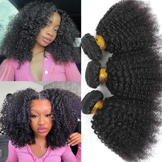 4C Afro Kinky Curly Virgin Human Hair Weft Different Brazilian Human Hair Extensions Weave Bundles Weaving African Black Women