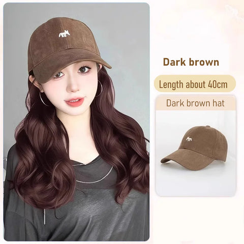 synthetic 30/40cm45cm wig baseball cap long straight hair wig duck tongue cap bobble head curly hair ponytail bob Christmas gift