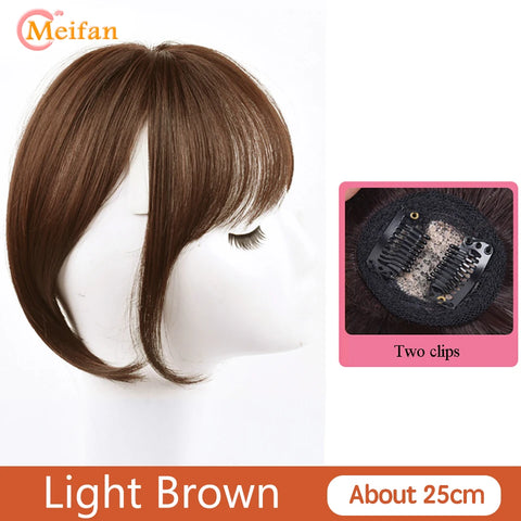 MEIFAN Synthetic Middle Part Topper Hairpiece with Bangs Clip-In Bangs Extension Natural Invisible Clourse Hairpiece for Women