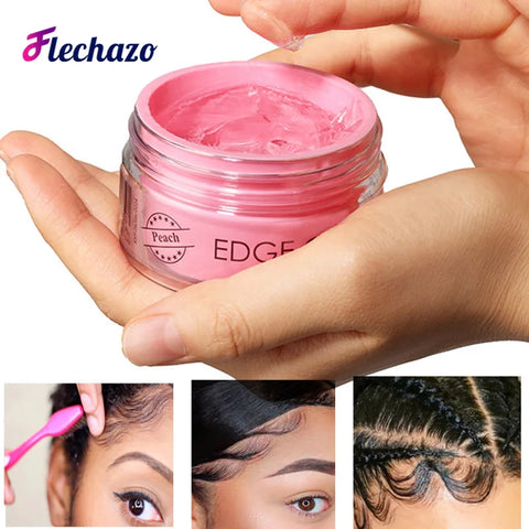 Water Based Edge Control Strong Hold No White Residue Lay Down Baby Hair Oil Wax Cream Edges Control Gel with Brush for 4C Hair