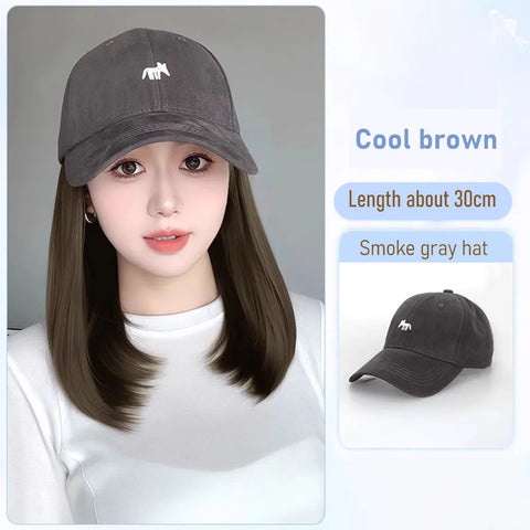 synthetic 30/40cm45cm wig baseball cap long straight hair wig duck tongue cap bobble head curly hair ponytail bob Christmas gift