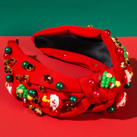 2024 Amazon Cross border European and American Christmas Pearls and Diamonds Santa Claus Accessories Trendy Holiday Headbands