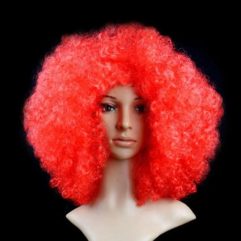 Unisex Adult Various Coloured Rainbow Circus Curly Black Afro Curly Wig Adult Fancy Dress Disco