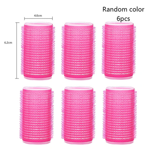 6pcs Self-Grip Hair Rollers Heatless Hair Curler No Heat Hair Bangs Volume Self-adhesive Hook&Loop DIY Hair Curler Styling Tools