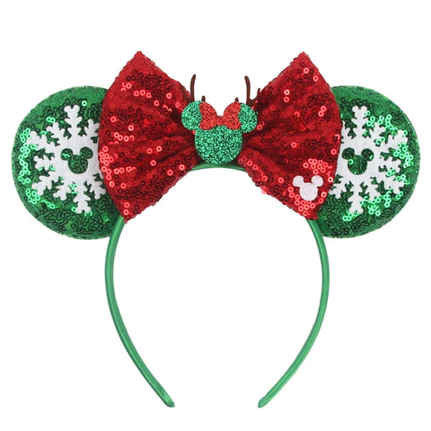 2024 New Christmas Mickey Minnie Mouse Headband Women Disney Ear Hairband Kids Xmas Party Hair Accessories Hot Festival Cosplay