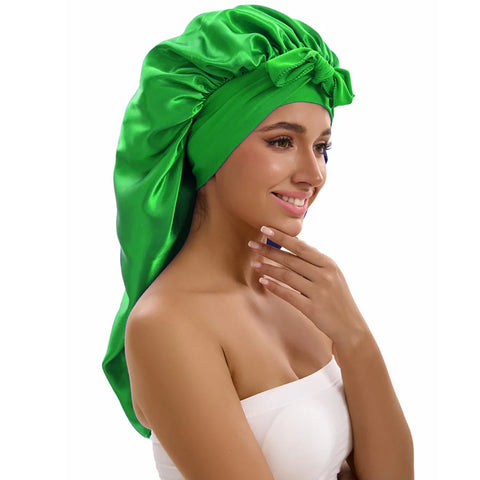 1/2/3pcs Satin Sleep Caps with Ribbon Tie - Black & Pink, Polyester Night Hats for Long Hair, Casual and Stylish Design