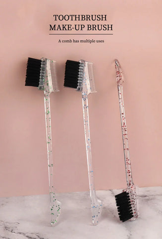 1 piece of plastic crystal anti-static double-sided brush edge control comb hair salon styling tool Special for real hair wigs