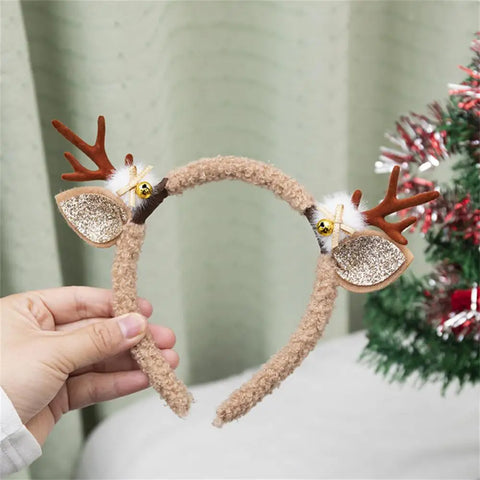 Christmas Hair Hoop Antler Christmas Headwear Hair Band Fashion Red Winter Plush Cute Headband Hair Clip New Hair Accessories