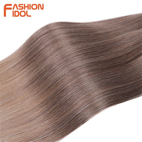 28 Inch 3PCS 300g Yaki Straight Pony Hair Bundles Crochet Braids Hair Synthetic Braiding Hair Ombre Brown Crochet Hair Extension