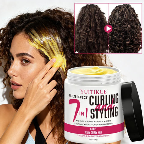 YUITIKUE 7-in-1 Curl Hair Mask, All-in-One Hair Care and Styling, Heat Damage Protection, Contains Shea Butter and Castor Oil
