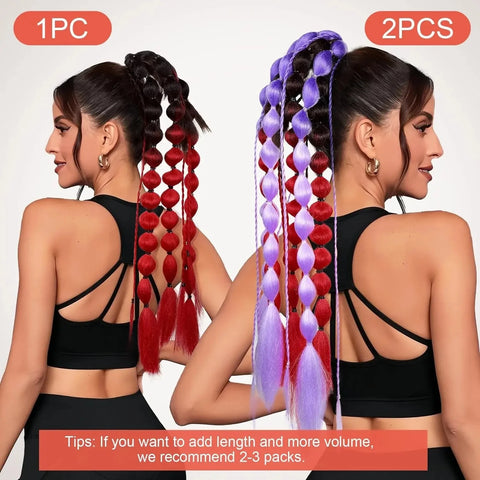 1Pc Synthetic Hair Wig Ponytail Extension Hairpieces Pink Long Lantern Bubble Braid Kinky Straight Women Girl Halloween Costume
