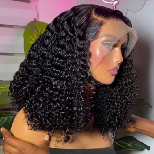 Glueless Deep Wave Bob Wig Brazilian Human Hair 13x6 Pre Cut HD Lace Front Wig Wear Go Curly Short Bob Wigs For Black Women