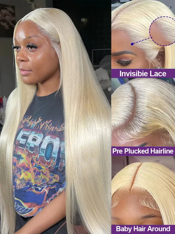 30 40 Inch 250 300 Density 613 Honey Blonde 13x4 Lace Front Human Hair Wigs Bone Straight 13x6 HD Transparent Lace Frontal Wig