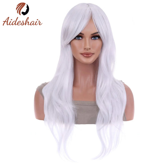 Aideshair synthetic wig  Fashion Wigs 28" 70cm Long Wavy Curly Hair Heat Resistant Wig Cosplay Wig For Women With Free Wig Cap