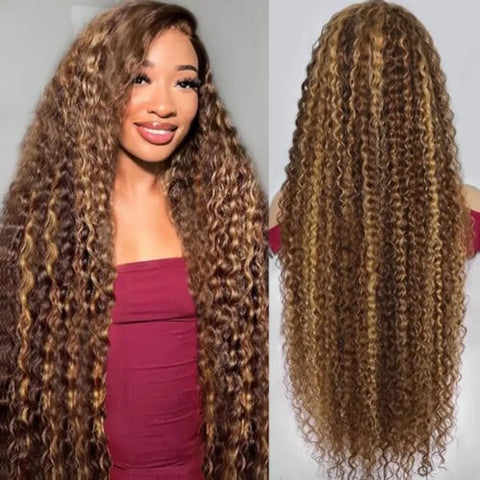 P427 Highlight Wig Human Hair Hd Lace Wig 13X6 Human Hair Deep Wave Frontal Wig Curly P1B30 Lace Front Wig Brazilian 250 Density