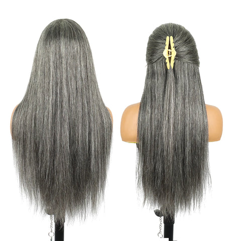 200% Remy Salt And Pepper 13x6 HD Lace Frontal Wig 30 32 Inch Colored Bone Straight Lace Front Wigs 100 Human Hair Wig For Women