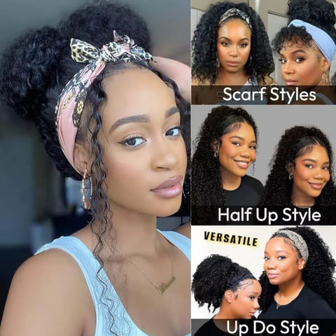 3 IN 1 Half Wig Human Hair 220 Density Deep Wave Wig Human Hair Ready to Wear 3 IN 1 Half Wig With Drawstring Half Wig