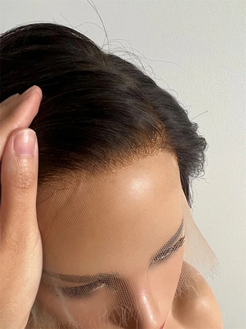 13X4 HD lace Salt and Pepper Pixie Cut Cuticles Aligned Virgin Human Hair front Lace Wig