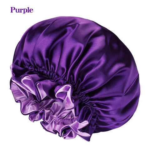 Women Satin Solid Sleeping Hat Night Sleep Cap Bathroom Accessories For Women Shower Caps Waterproof Sleeping Hair Bonnets Cap