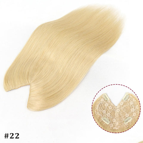 V Shape Clip In Human Hair Extensions  Invisible Brown Blonde Highlight Toppers For Women Straight Brazilian Remy Hair 16Inch
