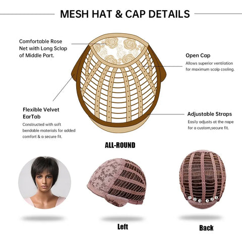 Pixie Cut Wigs for Women Natural Synthetic Short Black Layered Hair Wig with Fluffy Bangs Afro Daily Heat Resistant