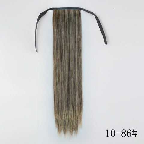 LISI GIRL Synthetic Hair 22''34'' Long Straight Ponytail Wrap Around Ponytail Clip in Hair Extensions Black Hairpiece Headwear