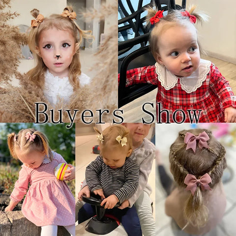 10Pcs/Set New Cute Solid Ribbon Bowknot Hair Clips for Baby Girls Handmade Bows Hairpin Barrettes Headwear Kids Hair Accessories