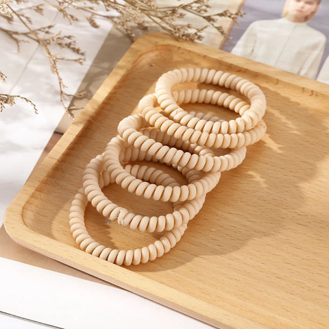 AWAYTR 6pcs Cute and Colorful Spiral Hair Ties Resin Jelly Coil Hair Rings for Women and Girls Ponytail Holders Hair Accessories