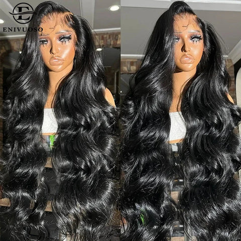 13x4 Chocolate Brown Body Wave Lace Front Wigs For Black Women Heat Resistant Fiber Reddish Brown Colored HD Lace Synthetic Wig