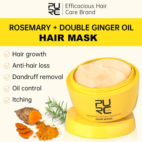 PURC Nourishing Hair Mask with Rosemary Oil & Ginger Smoothing Repair Damaged Frizz Deep Conditioning Hair Care