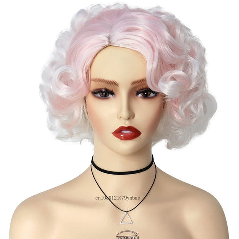 Synthetic Blue Short Big Curly Wigs for Women Girls Layered Wavy Bob Wig Cosplay Carnival Party Costume Halloween Lolita Wigs