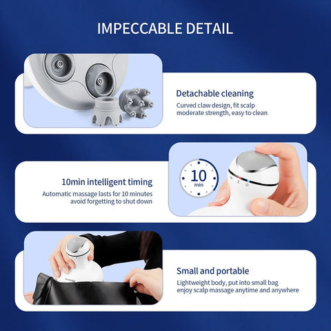 Waterproof Electric Head Massager Scalp Massage Comb Hair Cleaning Brush Body Deep Tissue Kneading Vibration Roller Scratcher