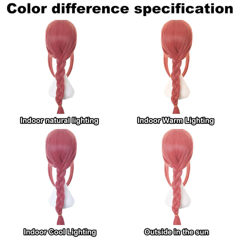 Chainsaw Man Synthetic Long Pink Red Braid Anime Bang Braided Makima Cosplay Wig for Halloween Christmas School Thanksgiving Day