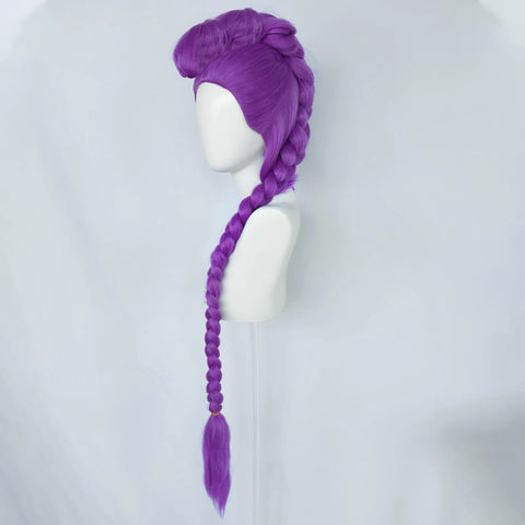 Halloween Christmas Women's Cosplay Wig Synthetic Wig, Extra Long  Purple Fake Hair with Detachable Clip on Plait Braided