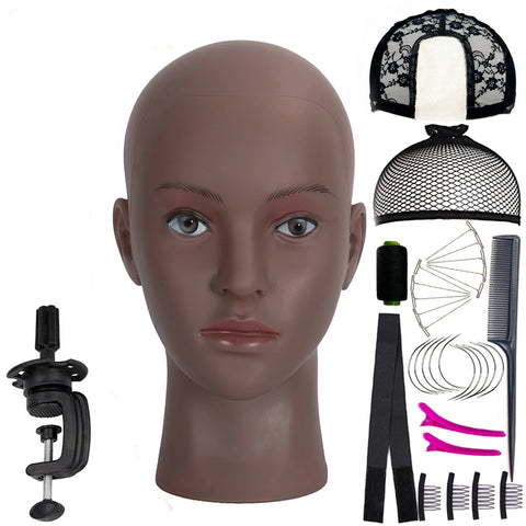 New Bald Mannequin Head With Wig Stand AdjustableTripod Support For Wigs Hair Extension Holder Wig Making Kit Tools Accessories