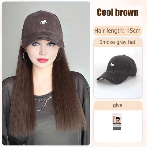 Synthetic12/16/18inch duckweave cap straight hair inward wig baseball capwater wave wig extensions ponytail daily Christmas