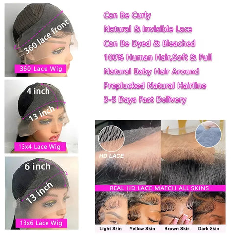 46 44 Inch 13x6 HD Transparent Lace Front Human Hair Wig For Black Women Curly Wig Pre Plucked Deep Wave Water Wave Frontal Wigs