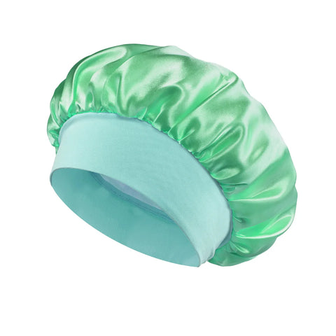 1pc Women's Solid Color Satin Wide-Brimmed Shower Cap, Suitable for Daily Use Silk Bonnet Satin Bonnet Shower Cap