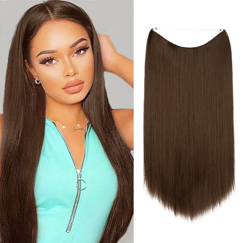SARLA Synthetic No Clip Hair Extension Ombre Natural Fake False Long Straight Hairpiece Blonde Hair For Women