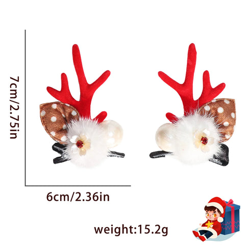 Christmas New Forest Bow Flower Pearl Antlers Hair Clip Holiday Party Dress Up Cute Hairpin Christmas Party Small Gifts Holiday