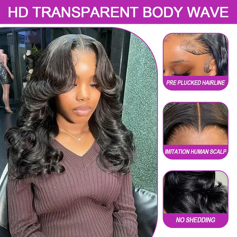 Body Wave Short Bob 13x6 Transparent Lace Front Human Hair Wigs Glueless 7x5 13x4 HD Pre Plucked Lace Frontal Wig For Women 250%