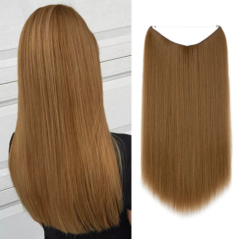 SARLA Synthetic No Clip Hair Extension Ombre Natural Fake False Long Straight Hairpiece Blonde Hair For Women