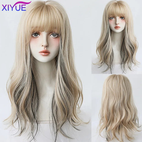 XIYUE Synthetic Long Straight Lolita Wig with Bang Red Ombre Black Cosplay Party Halloween Christmas Wavy Curly Harajuku Wig