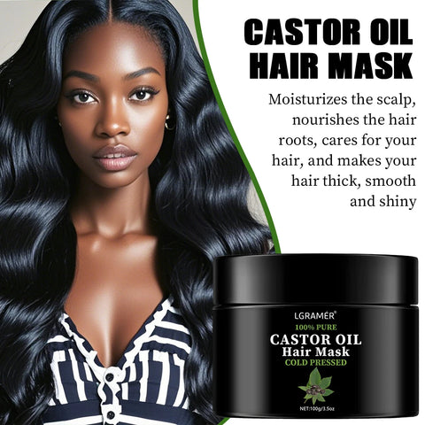 Castor Oil Hair Mask Improves Damaged Hair Repairs Frizz Strengthens Fluffiness Makes Hair Look Smooth Shiny Hair Care Hair Mask