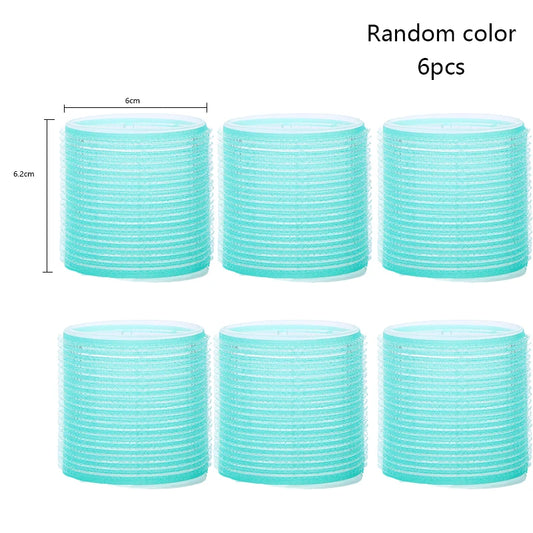 6pcs Self-Grip Hair Rollers Heatless Hair Curler No Heat Hair Bangs Volume Self-adhesive Hook&Loop DIY Hair Curler Styling Tools