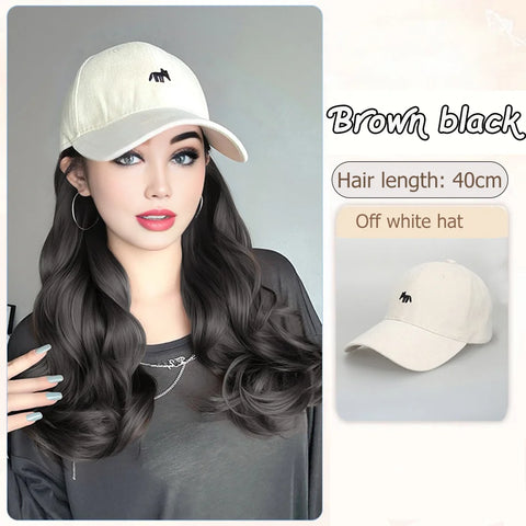 Synthetic12/16/18inch duckweave cap straight hair inward wig baseball capwater wave wig extensions ponytail daily Christmas