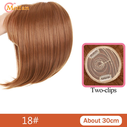 MEIFAN Synthetic Middle Part Topper Hairpiece with Bangs Clip-In Bangs Extension Natural Invisible Clourse Hairpiece for Women