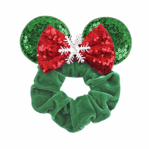 Disney Christmas Day Scrunchies Haarband Vrouwen Elastische Paardenstaart Houder Meisjes Pailletten Strik Kids Haaraccessoires