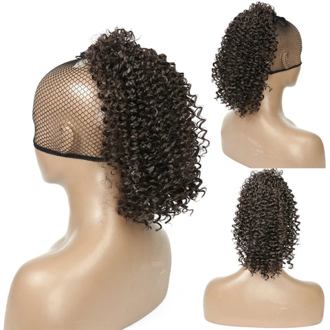 Synthetic Drawstring Curly Ponytail Extension for African Women Short Afro Kinky Ponytail Extension