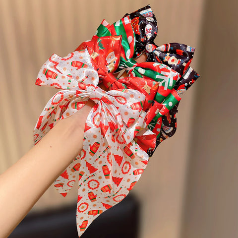 Girls Multicolor Bowknot Hair Clips Christmas Elements Hairpins with Snowflake Santa Claus Reindeer Designs for Holiday Gift